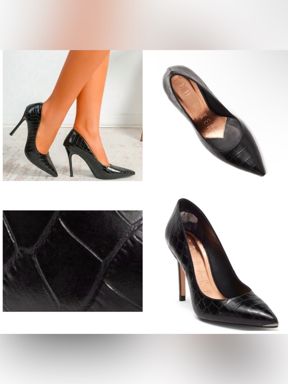 Ted Baker Izibelc Pointed‎ Toe Pump in Black Leather Size 39.5